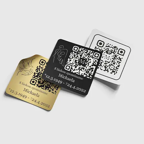 Gravírované QR platničky Memories Flex Slim v troch farebných prevedeniach