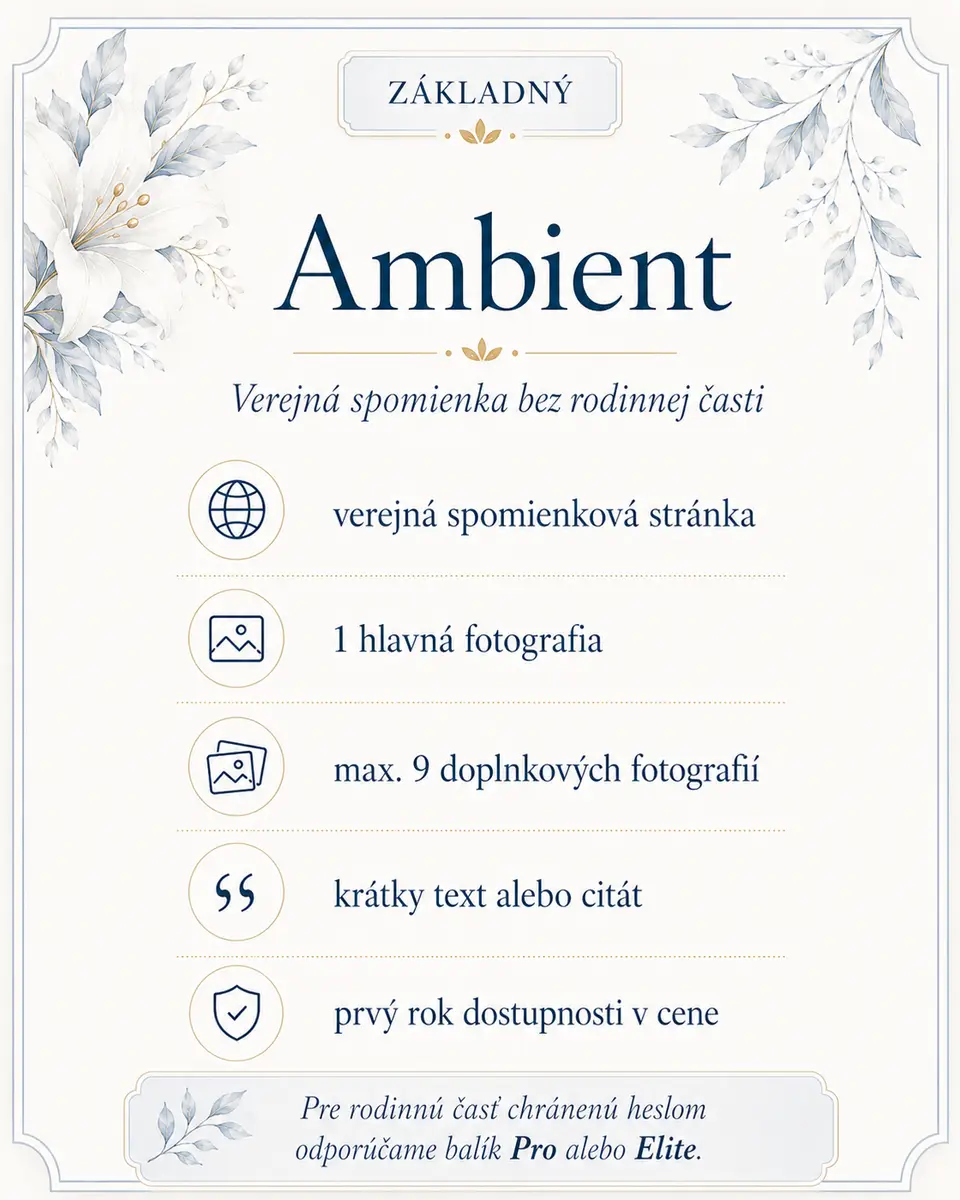 Balík Ambient pre spomienkovú stránku Memories